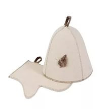 Комплект банный (шапка, рукавица), войлок белый