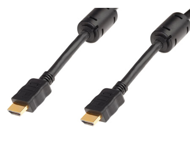 Шнур HDMI штекер- HDMI штекер 3.0м, с ферритами (Полная распайка),пластик-золото, ПЭ упак.( АРБАКОМ)