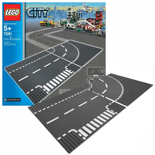 Конструктор Лего 7281 Т-образный перекресток и поворот LEGO CITY, фото 1