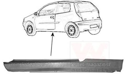 Порог кузова левый FIAT PUNTO 99-04 2дв - фото 1 - id-p41769781