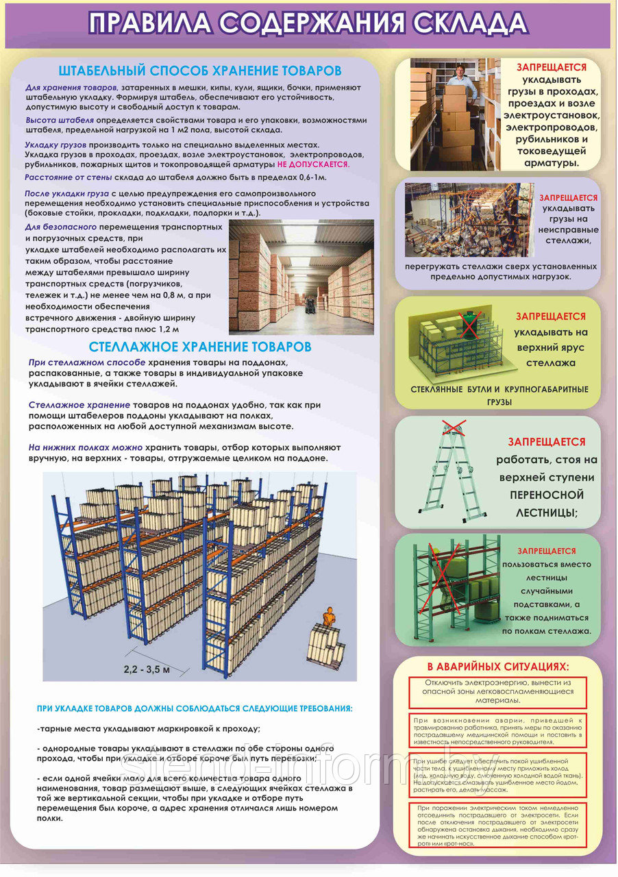 ПЛАКАТ №135 Правила содержания склада р-р 40*57 см на пластике