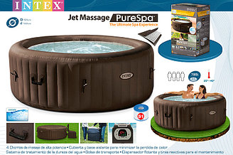 Надувное джакузи Intex 28422  Jet Massage PureSpa 196(145)х71см, кругл., пузырьк. массаж, сист. умягч. воды