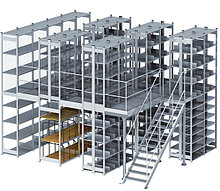 Мезонинные стеллажи этажные