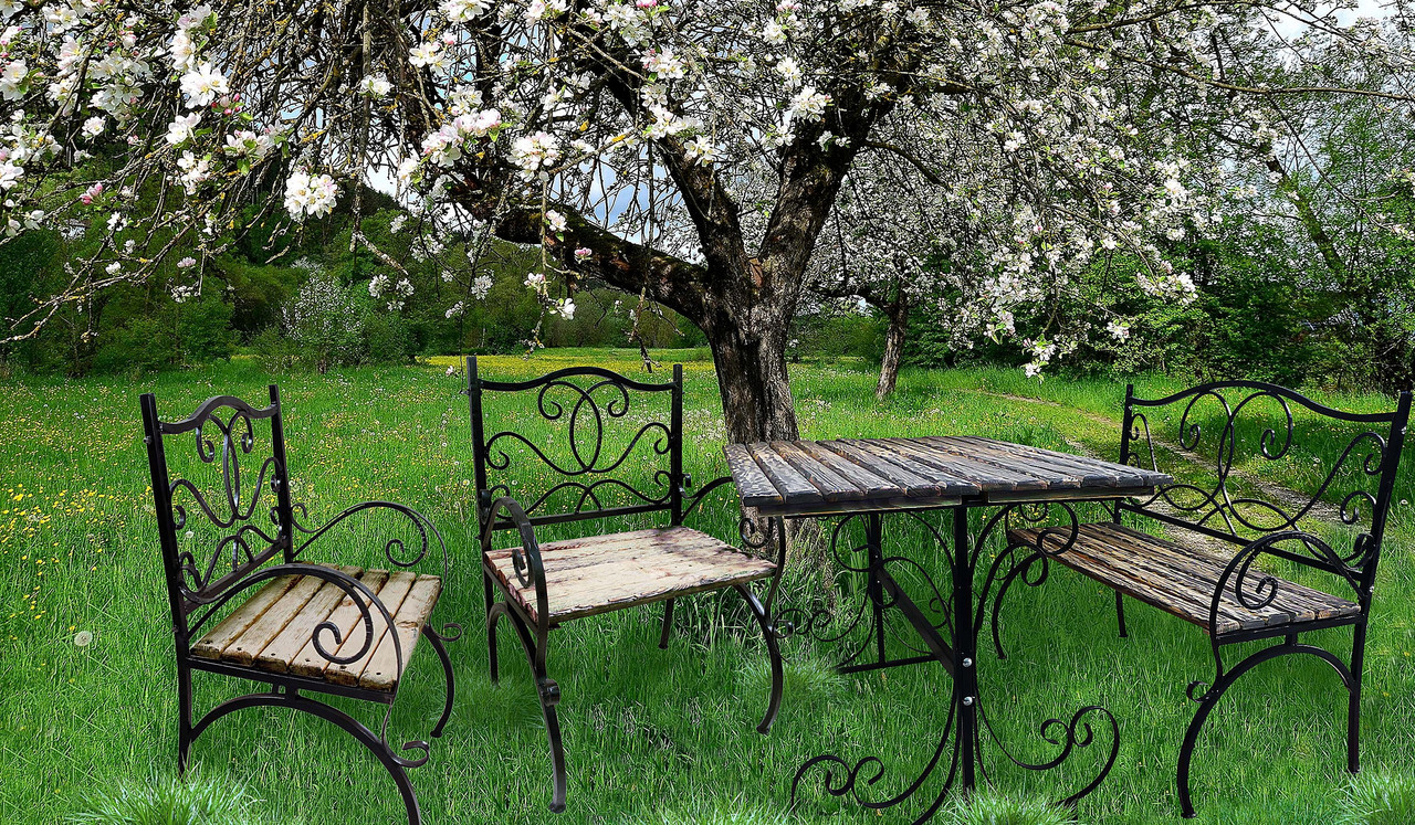 Мебель для дома и сада (стол + 4 стула). Ковка. - фото 1 - id-p42700119