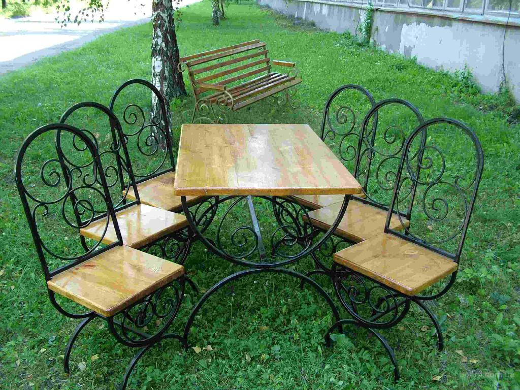 Садовая кованая мебель (стол + 4 стула) - фото 1 - id-p42702103