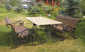 Набор кованой садовой мебели (стол + 2 скамейки)