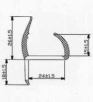Уплотнитель для ворот B=25мм г-образный