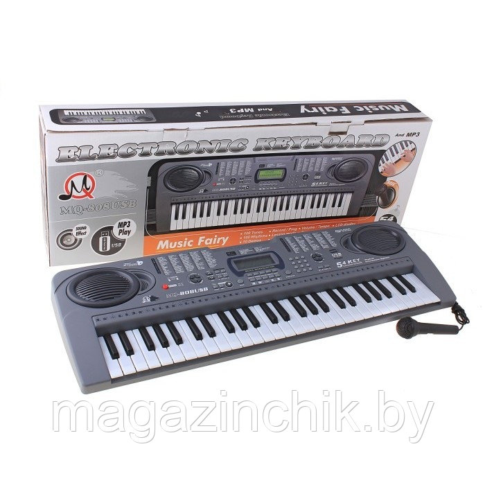 Детский электронный MP3 синтезатор пианино с микрофоном MQ-808 USB от сети и батареек, 54 клавиш - фото 1 - id-p42736213