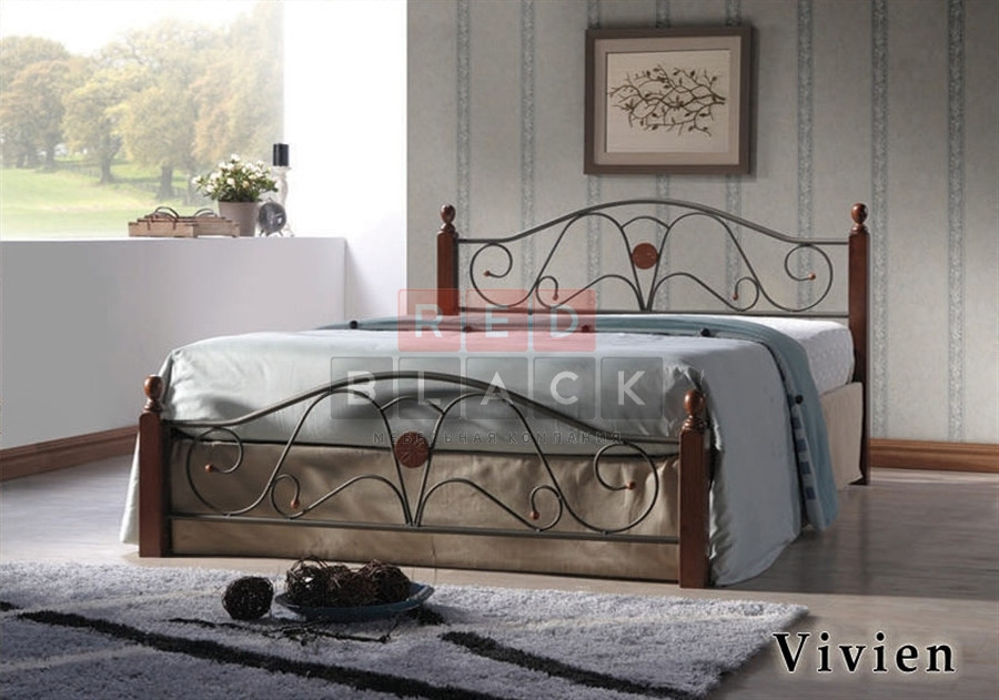 Двуспальная кровать Вивьен (Vivien-140х200) Темный орех