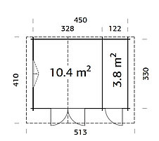 Летний дом "ЛУИЗ" 3,5х4,5 м (10,4 + 3,8 м²), фото 2