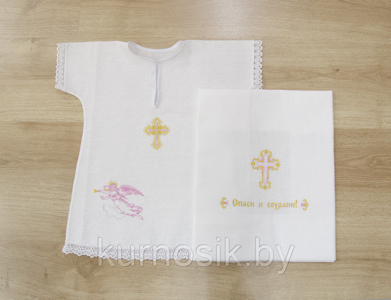 Комплект крестильный рубашка+пеленка (ручная работа) - фото 1 - id-p43276346