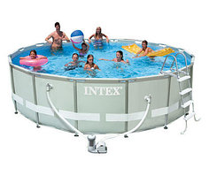 Круглый каркасный бассейн Intex 28322 Ultra Frame 488x122, фильтр-насос, подложка, лестница, тент
