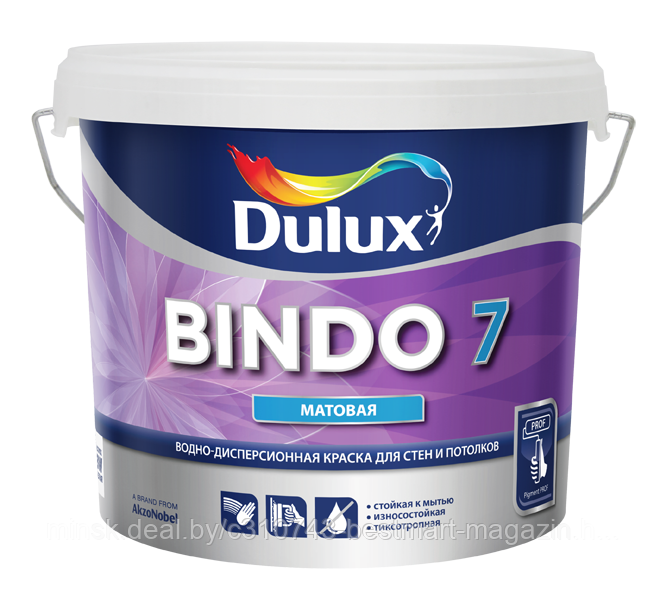 Краска DULUX Prof Bindo 7 матовая - 9л. (1л. / 2,5л./ 5л.) - Краска для стен и потолков - фото 3 - id-p43469692