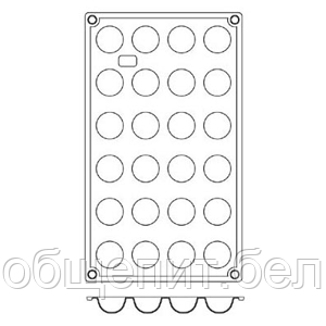 Форма конд. «Полусфера» [ 24 ячейки] силикон; D=3,H=1.5,L=29.5,B=17.5см; кирпичн.