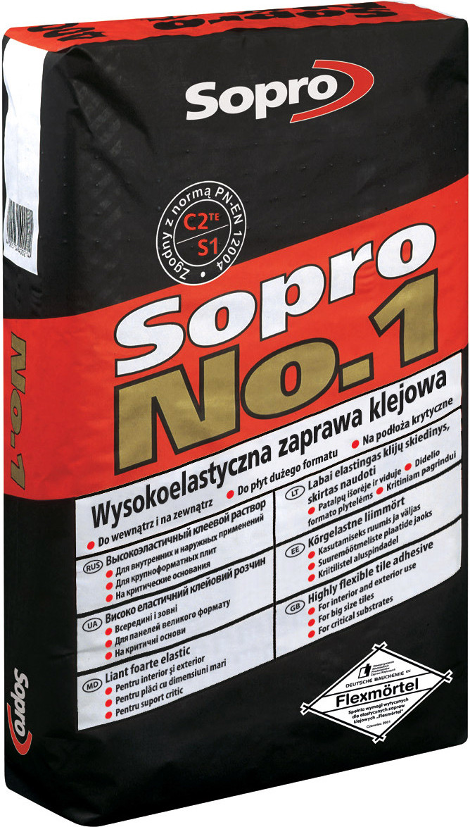 Клей для плитки усиленный Sopro No1. 22.5 кг. Польша.