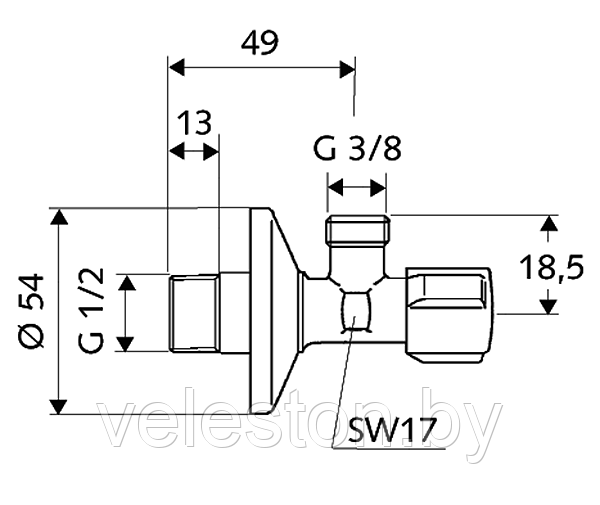 Угловой вентиль Schell Comfort 1/2" х 3/8" Schell Comfort 052120699 - фото 2 - id-p44230495