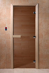 Двери DoorWood 700x1900*8 мм "Теплый день" (бронза, коробка КЕДР)