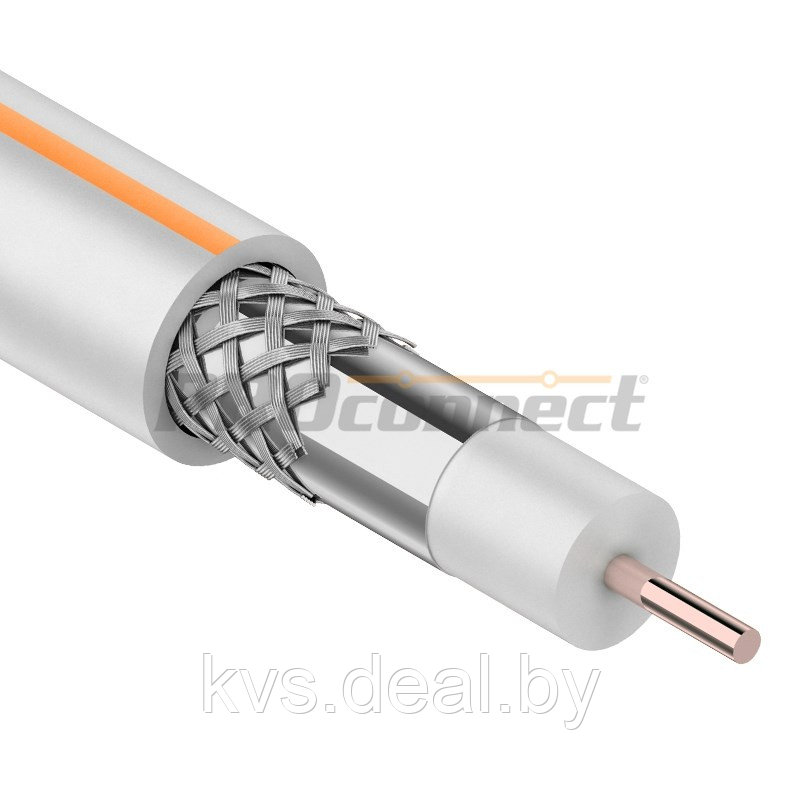 Кабель SAT 50M+CU/Al/CU, 64%, 75 Ом, 100м., белый CABLETECH - фото 1 - id-p44400000