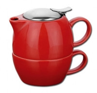 Чайный набор из керамики красного цвета для нанесения логотипа