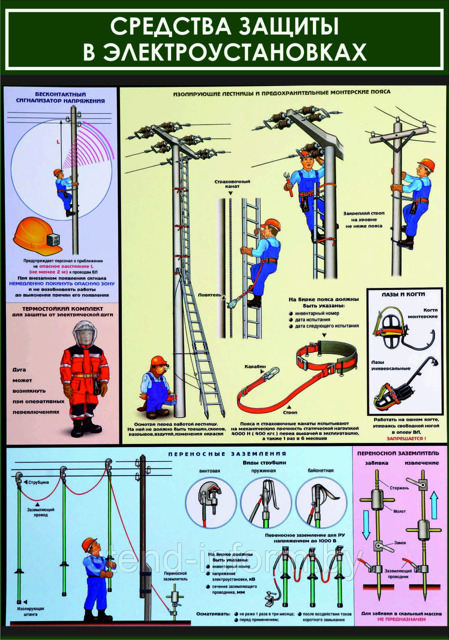 Плакат по охране труда №143 б Средства защиты в электроустановках р-р 40*57 см, на пластике - фото 1 - id-p44695500