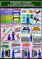 Плакат по охране труда  №143 в Средства защиты в электроустановках  р-р 40*57 см, на пластике