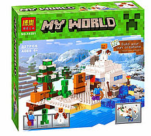 Конструктор Майнкрафт Minecraft Снежное укрытие 10391, 327 дет., 3 минифигурки, аналог Лего 21120