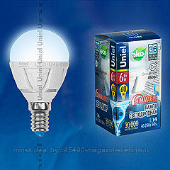 LED-G45-6W/NW/E14/FR ALP01WH Лампа светодиодная : Форма "шар", матовая колба. Материал корпуса алюминий. Цвет