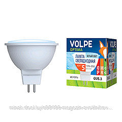 LED-JCDR-5W/WW/GU5.3/O Лампа светодиодная Volpe : Форма "JCDR", матовый рассеиватель. Материал корпуса