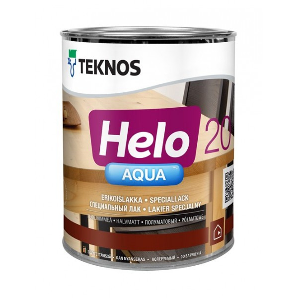 Teknos Helo Aqua 20 Semimatt - Водоразбавляемый паркетный лак, полуматовый, 0.9л | Текнос Хело Аква - фото 1 - id-p45403366