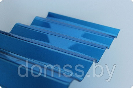 Монолитная трапеция и волнистый поликарбонат 1050*2000*08мм (синий) Borrex - фото 5 - id-p45414368