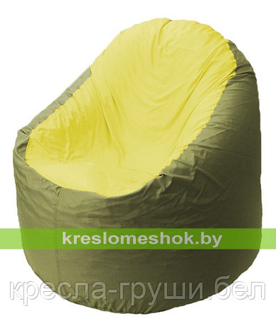 Кресло мешок Bravo оливковое, сидушка желтая, фото 2