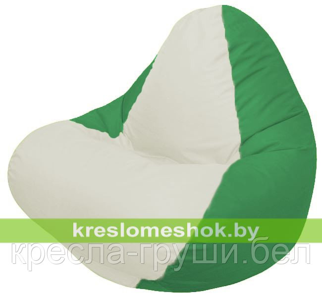 Кресло мешок RELAX зелёное, сидушка белая - фото 1 - id-p45555808