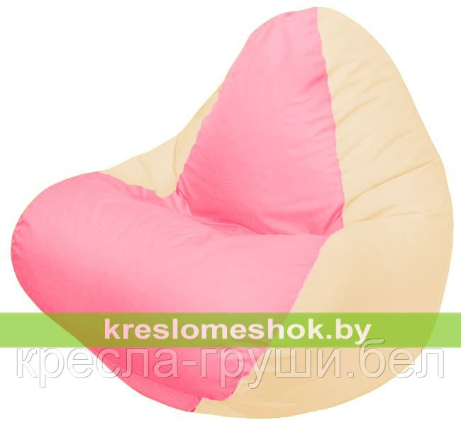 Кресло мешок RELAX светло-бежевое, сидушка розовая