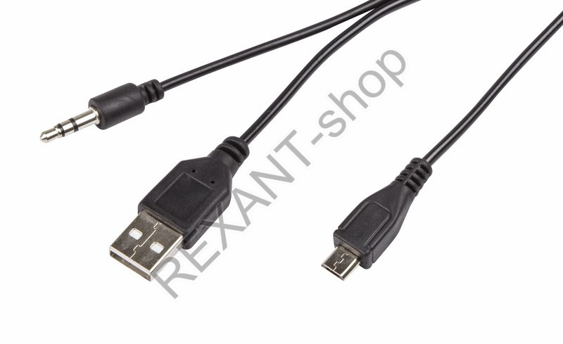 Арт.18-4290, USB-AUX кабель на microUSB, для портативных колонок 0,5м REXANT - фото 2 - id-p33737263