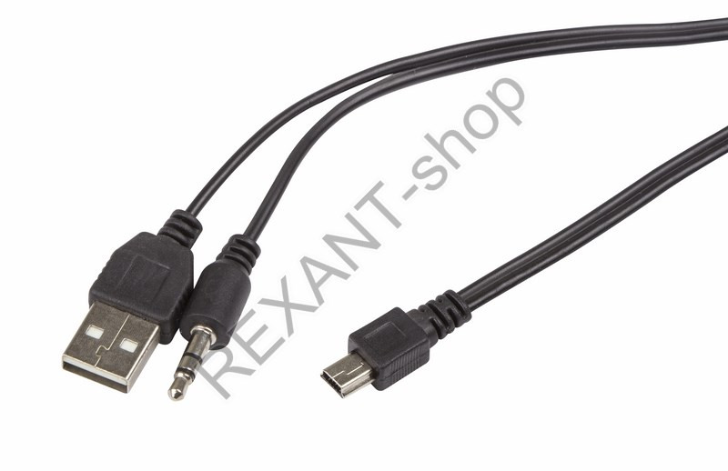 USB-AUX кабель на miniUSB для портативных колонок 0,5м REXANT