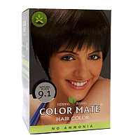 Краска для волос Color Mate Natural Black 9.1 Натуральный Черный, 5 саше по 15 г - на основе хны