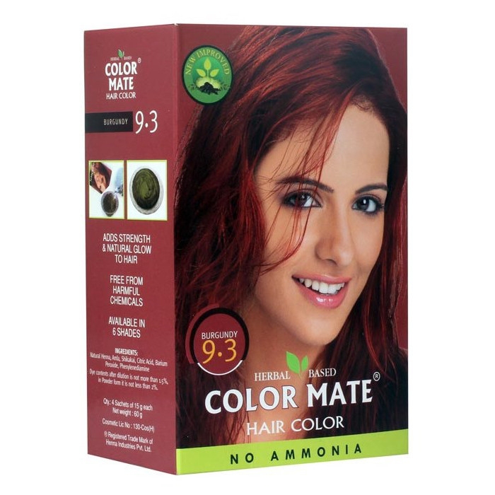 Краска для волос Бургунд Color Mate Burgundy 9.3, 5 саше по 15 г - на основе хны - фото 1 - id-p45661042