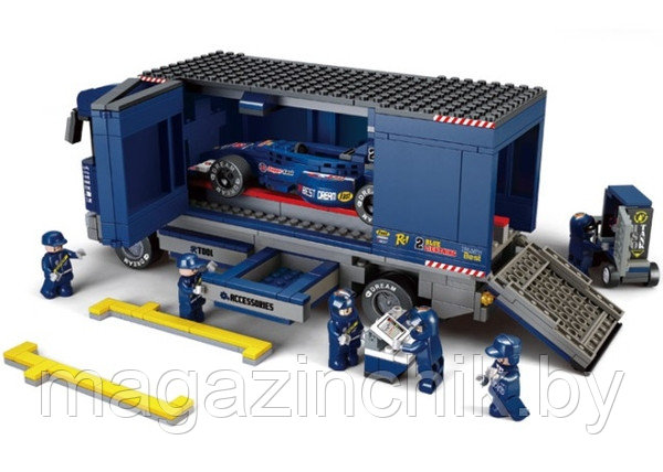 Конструктор Фура с гоночной машиной "Формула 1" M38-B0357 Sluban (Слубан) 641 деталь аналог Лего (LEGO) - фото 2 - id-p45661301