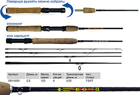 Удилище универсальное "Волжанка Лего" 2.3м тест 5-25гр (6 секций)