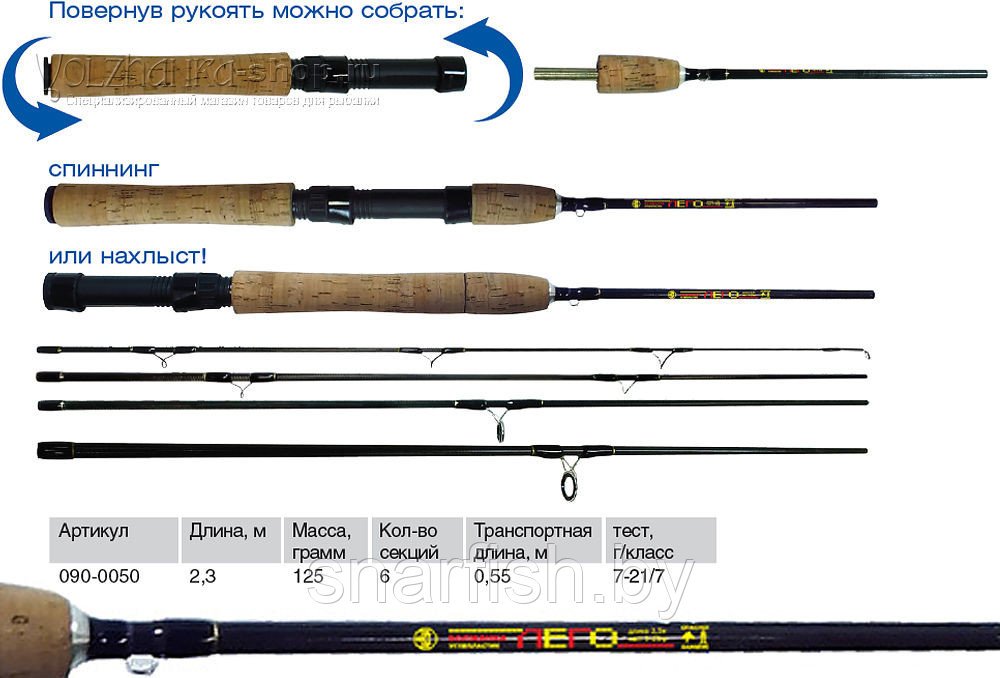 Удилище универсальное "Волжанка Лего" 2.3м тест 5-25гр (6 секций) - фото 1 - id-p45760915