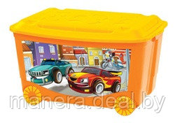 Ящик для игрушек ПЛАСТИШКА на колесах с аппликацией оранжевый (ТЛ) 4313809 - фото 1 - id-p45945775