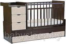 Детская кроватка СКВ-Компани СКВ-5 Жираф (венге-серый текстиль). Бесплатная доставка. 