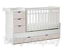 Детская кроватка СКВ-Компани СКВ-5 Жираф (белая-серый текстиль). Бесплатная доставка. 