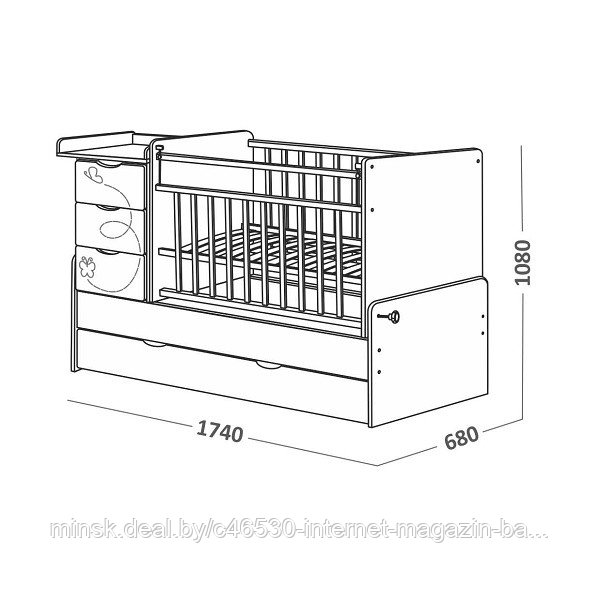 Кроватка скв бабочки ( белый/розовый риф). Бесплатная доставка. - фото 3 - id-p46062767