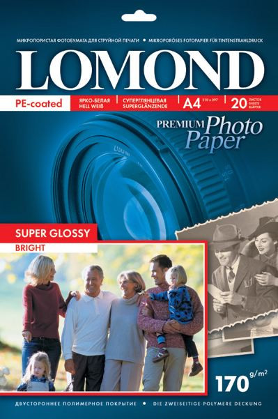 Фотобумага Lomond SuperGlossy односторонняя A4, 170 г/м, 20 л. (1101101) - фото 1 - id-p36414143