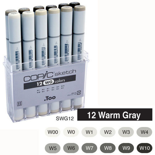 Набор маркеров Copic Sketch Warm Grey Set, 12цв.