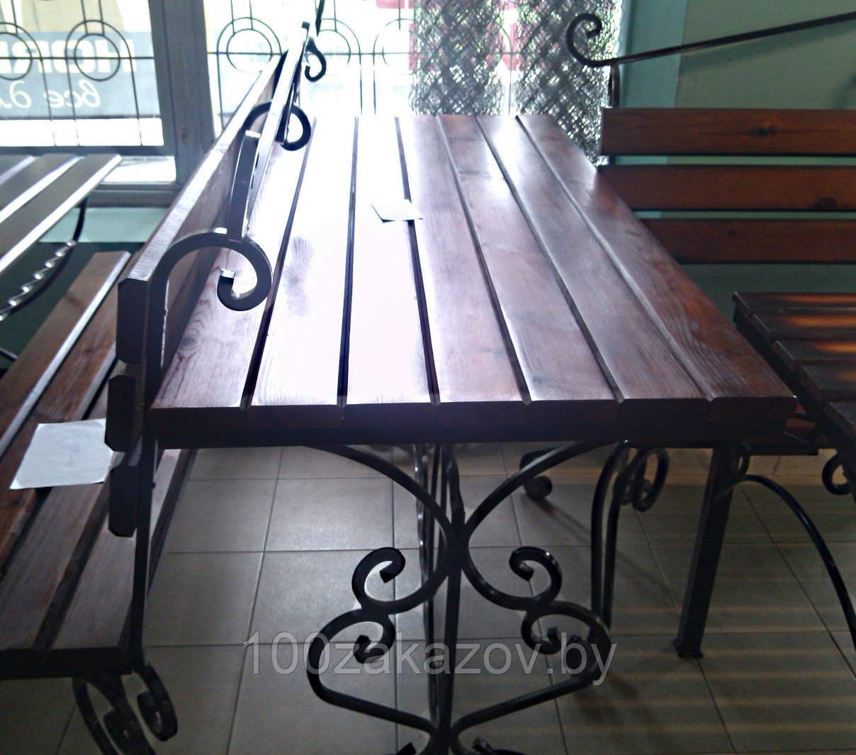 Стол деревянный садовый с кованными ножками Ретро-1. Мебель садовая. - фото 2 - id-p46116020
