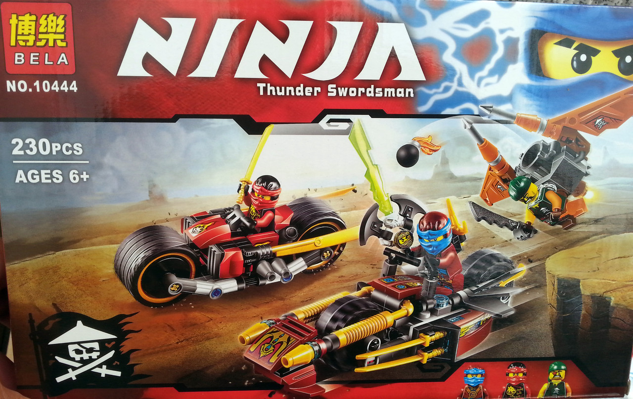 Детский Конструктор BELA 10444 Ninjago Погоня на ниндзяциклах - фото 1 - id-p46494989