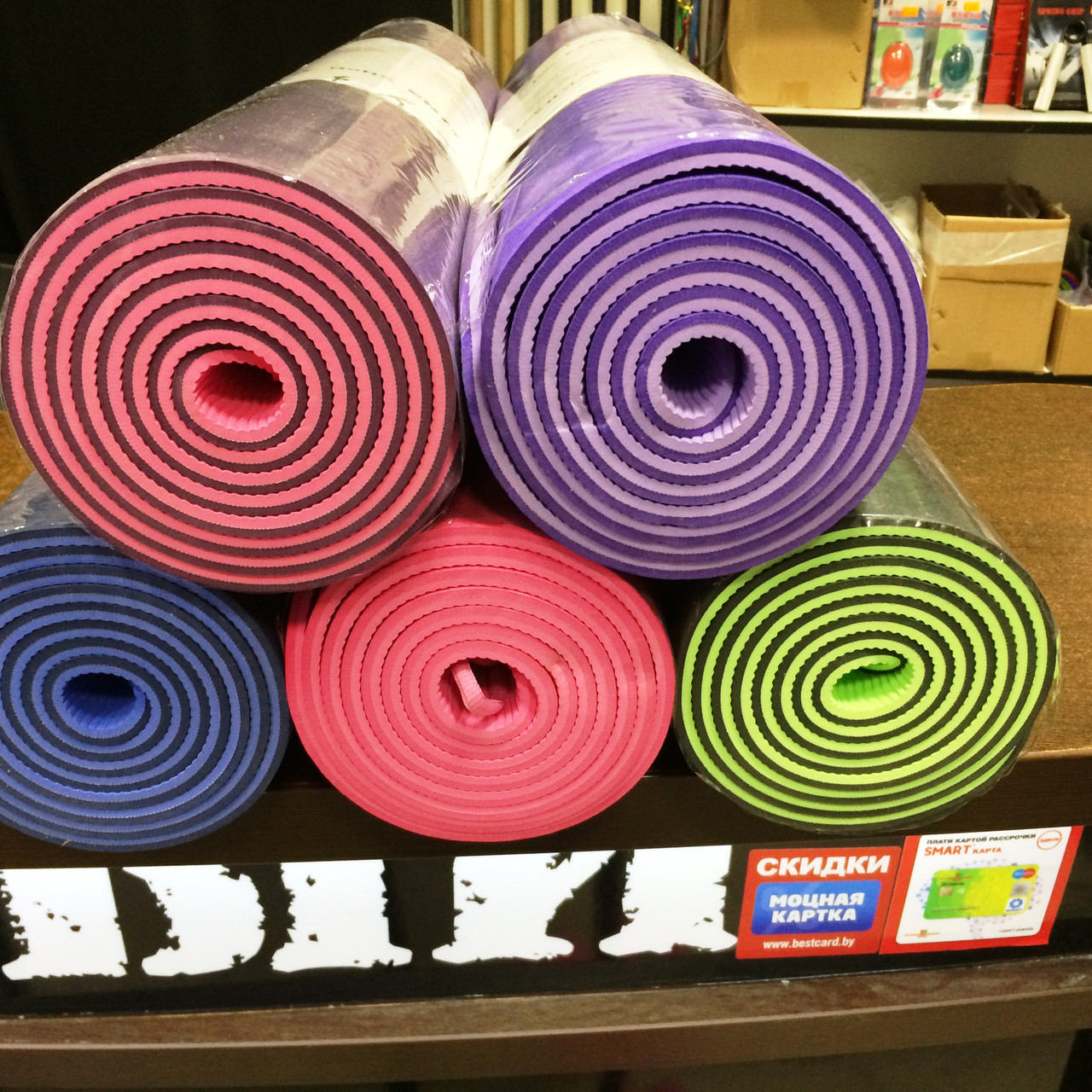 Коврик для йоги, фитнеса,ПРОФИ ,180х61х0,5 TPE , цвета в ассортименте - фото 4 - id-p7130589