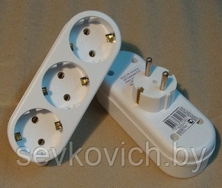 Тройник 3L3 евро линейный Токер 16А 250В